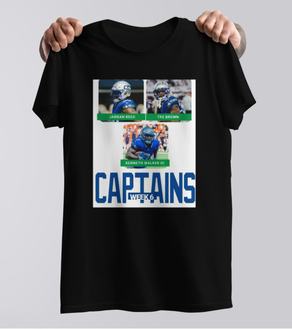 Seattle Seahawks Captains Week 6 Jarran Reed Tre Brown Kenneth Walker III T-Shirt