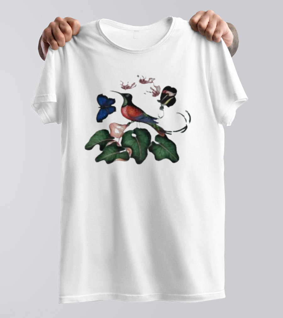 Yoshinobu Yamamoto The Dybdahl Co Hummingbird And Butterflies Among Flowers T-Shirt