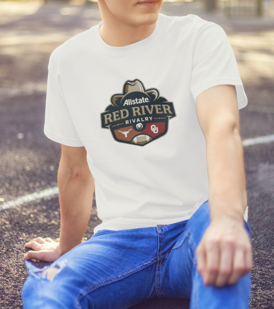 Allstate Red River Rivalry 2024 Oklahoma Sooners Vs Texas Longhorns Football Showdown T-Shirt