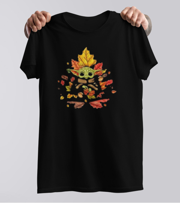 Autumn Leaves Baby Yoda Surrounded By Fall Foliage T-Shirt