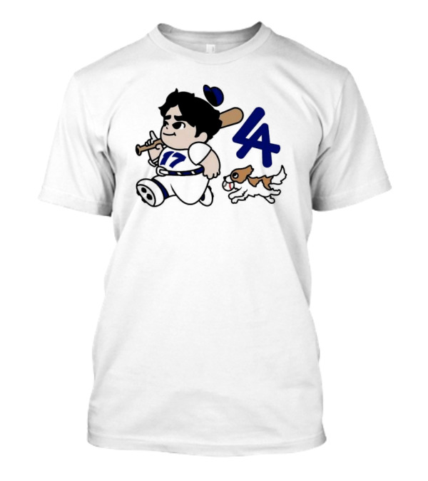 Chunkytani 10oz Fleece LA Baseball Player With Bat And Dog T-Shirt
