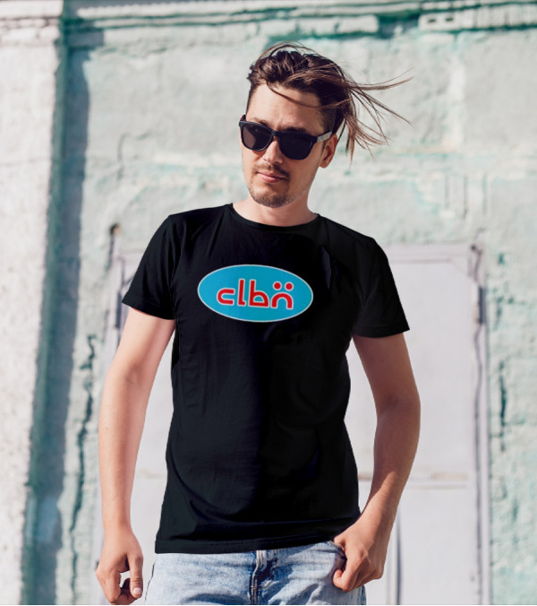 Clbn Logo Design Blue Oval Text T-Shirt