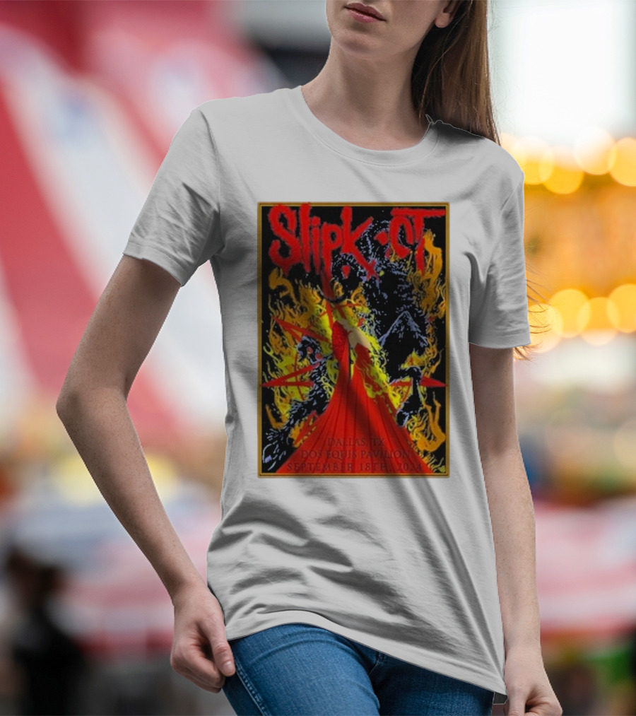 Slipknot Dallas September 18th 2024 Dos Equis Pavilion Tour Event Flames T-Shirt