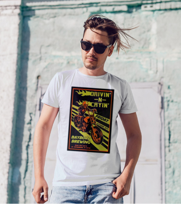 Drivin’ N Cryin’ Friday October 18th Bayboro Brewing St. Petersburg FL Motorcycle Rider T-Shirt