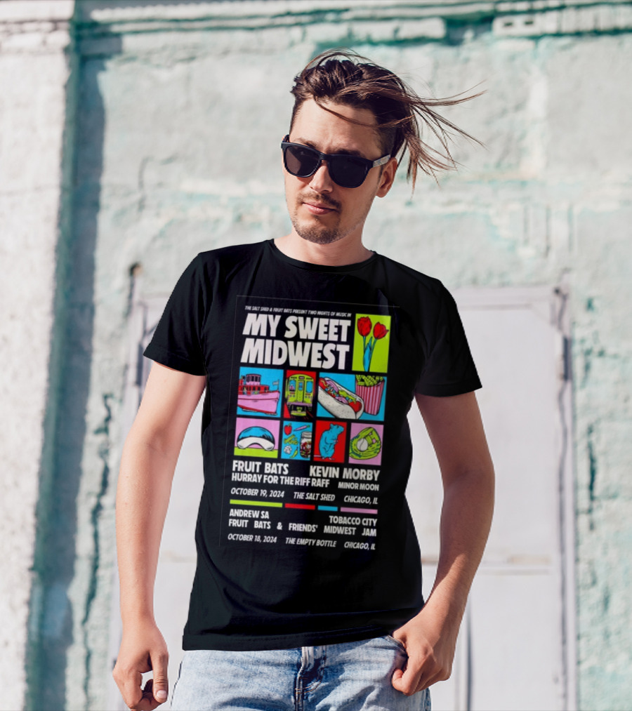 Fruit Bats Kevin Morby Concert October 19 2024 The Salt Shed Chicago IL My Sweet Midwest Tour T-Shirt