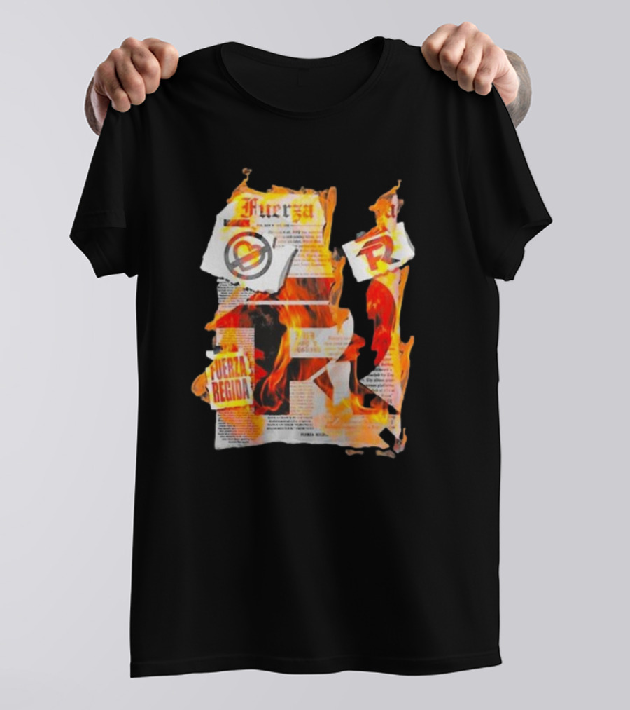 Fuerza Regida Breaking New 2024 Fire Newspaper Print T-Shirt
