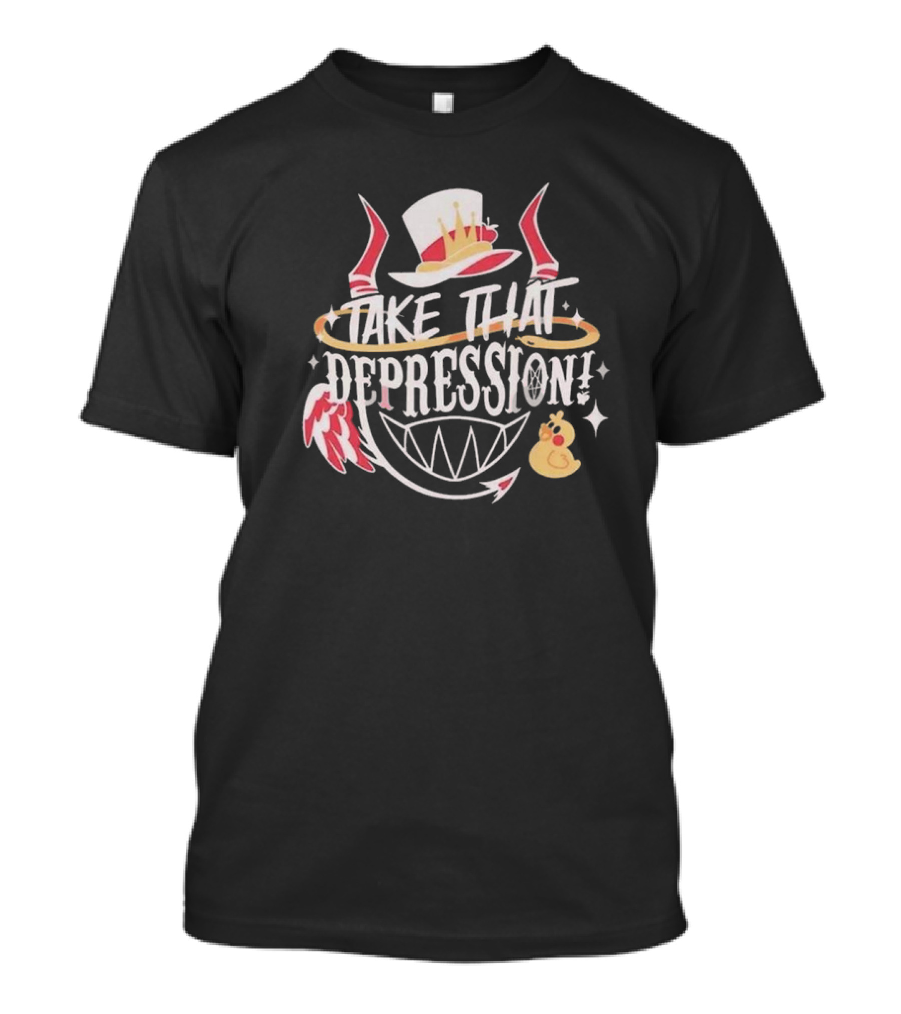 Hazbin Hotel Take That Depression Lucifer Hat Wings Duck T-Shirt