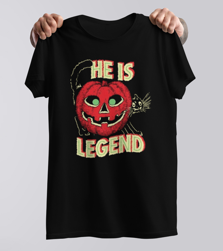 He Is Legend Cat Pumpkin Halloween T-Shirt