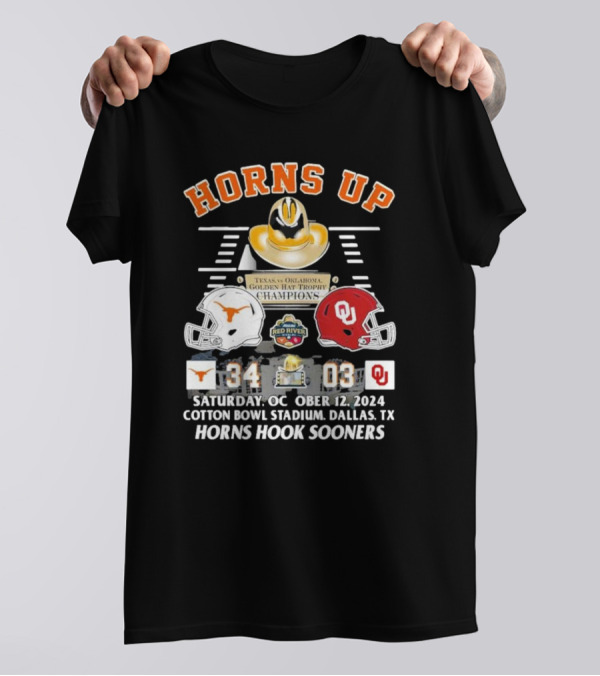 Horns Up Texas Longhorns Hook Sooners 34-3 Red River Champions October 12 2024 Cotton Bowl Stadium Dallas TX T-Shirt