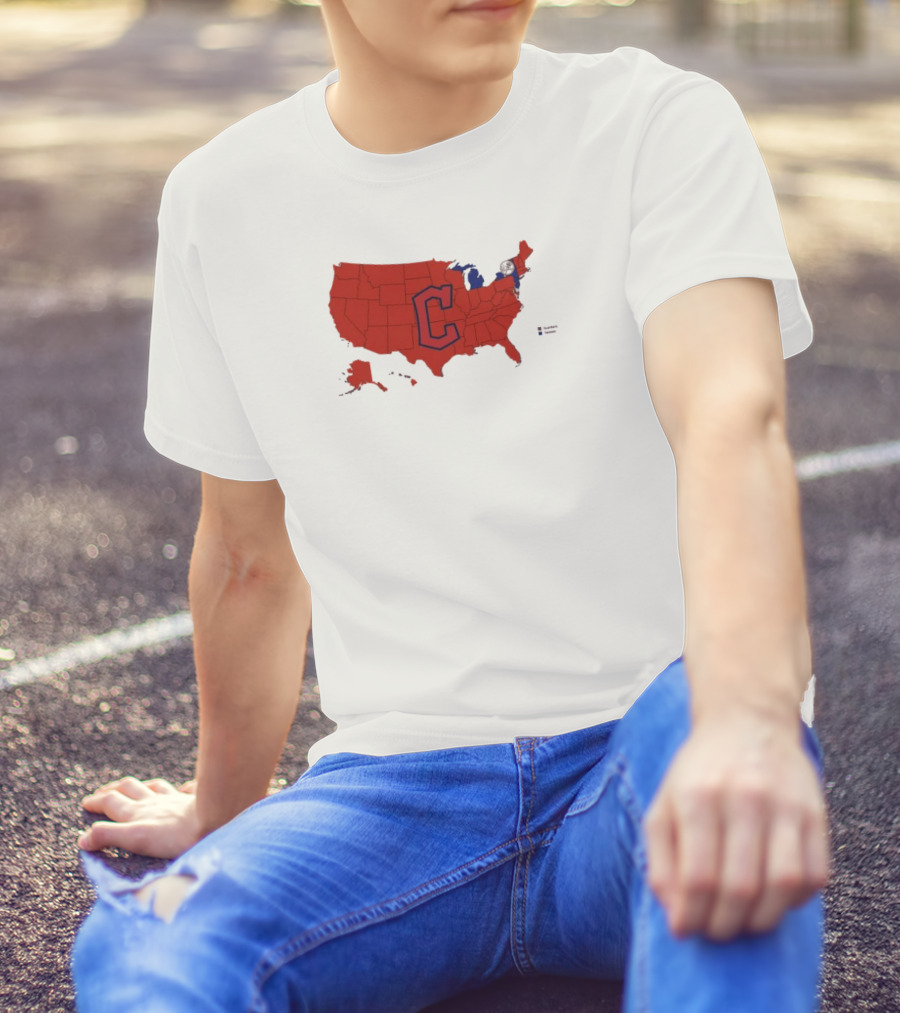Map Of Who America Is Rooting For In The NLCS Cleveland Guardians MLB Logo USA Outline T-Shirt