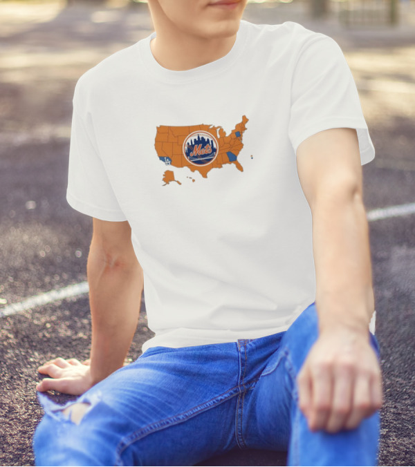 Map Of America Rooting For Mets With Dodgers And Braves Highlights In NLCS MLB T-Shirt