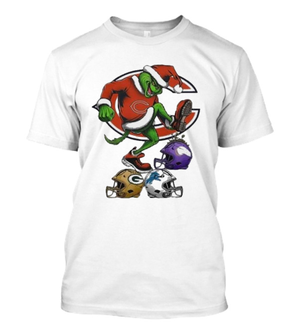 Santa Grinch Chicago Bears Stomp On NFL Teams Christmas 2024 Packers Vikings Panthers T-Shirt