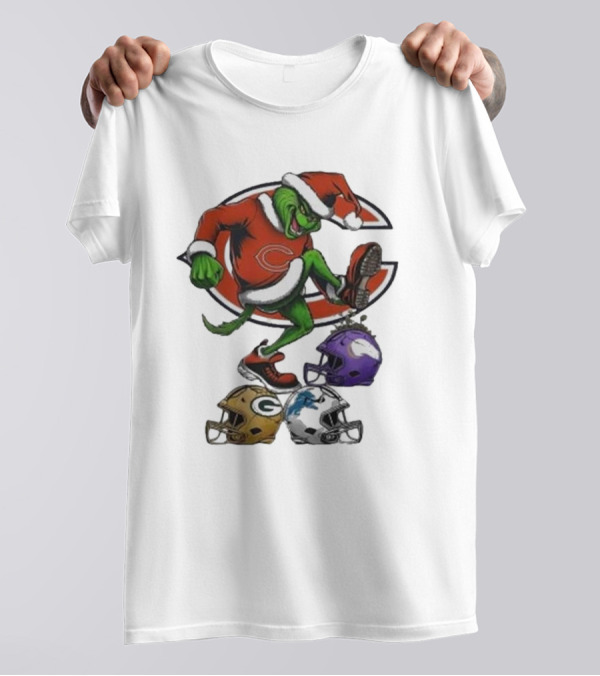 Santa Grinch Chicago Bears Stomp On NFL Teams Christmas 2024 Packers Vikings Panthers T-Shirt