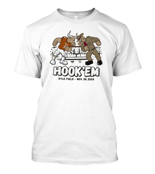 Texas Longhorns Hook 'Em Kyle Field Nov 30 2024 Mascot Showdown T-Shirt