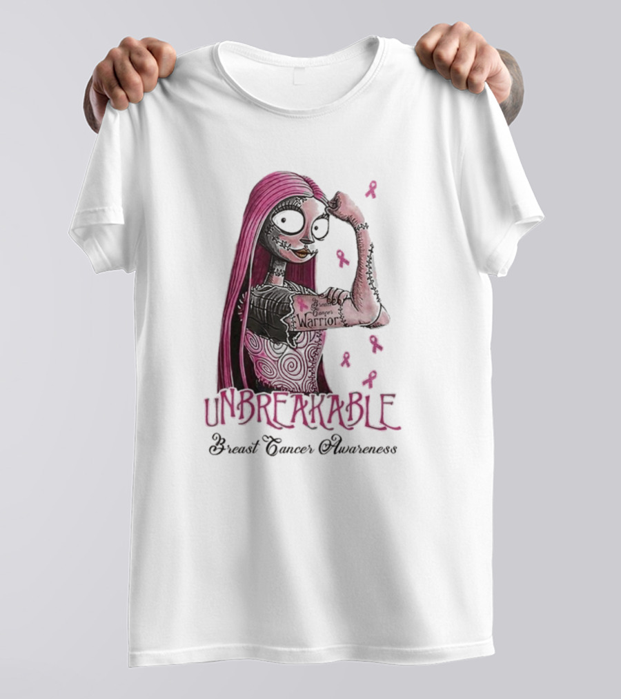 Unbreakable Warrior Breast Cancer Awareness Sally The Nightmare Before Christmas T-Shirt