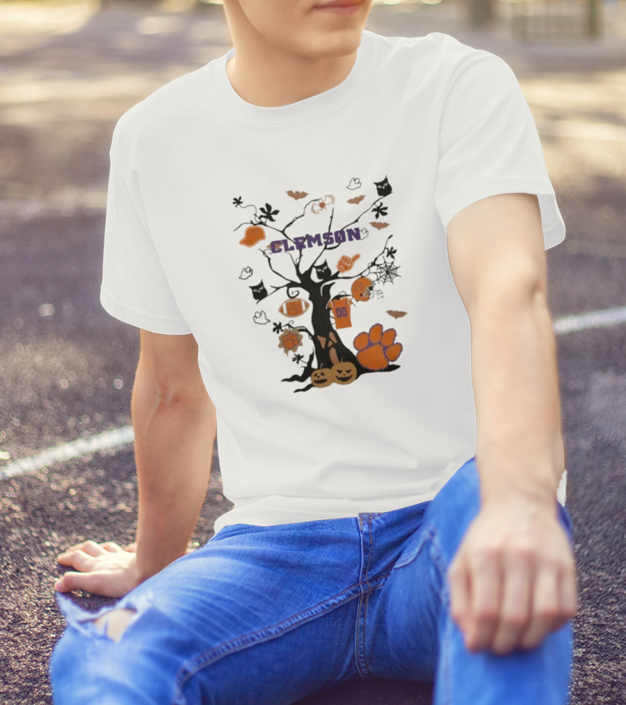 Clemson Tigers Halloween Tree 2024 NCAA Icons T-Shirt