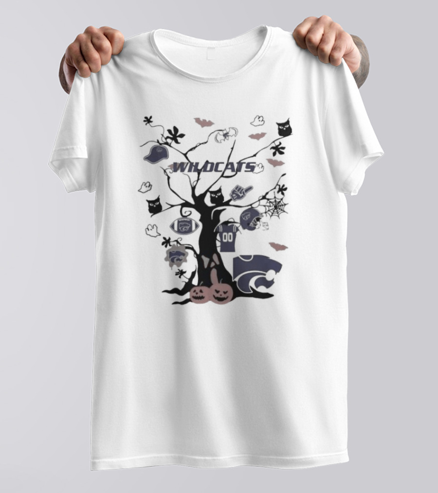 Kansas State Wildcats Halloween Tree 2024 NCAA Team T-Shirt