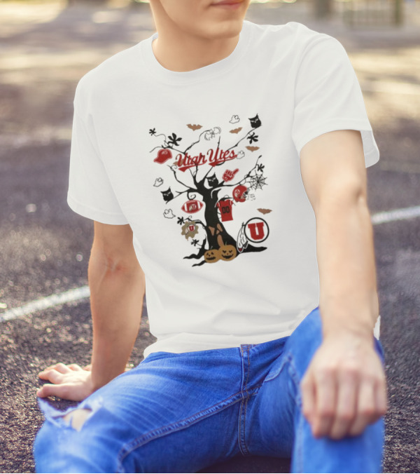 Utah Utes Halloween 2024 Tree NCAA Team T-Shirt