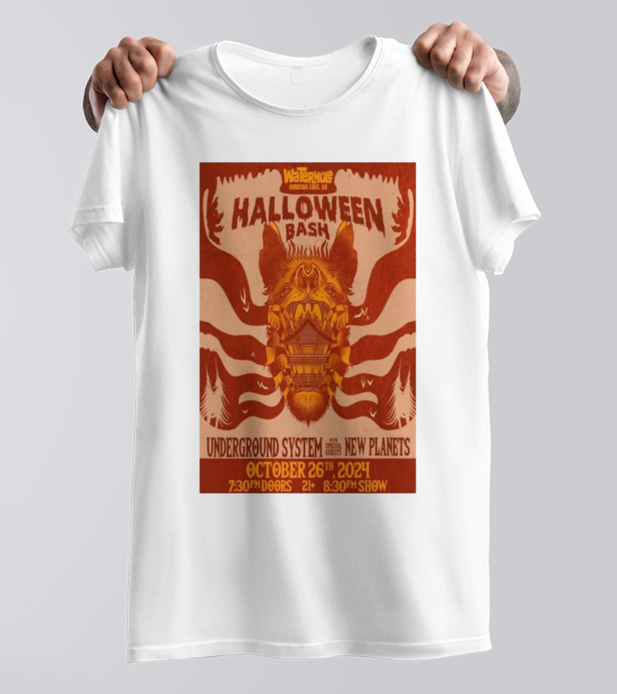 Waterhole Halloween Bash Underground System And New Planets Oct 26 2024 Saranac Lake New York T-Shirt