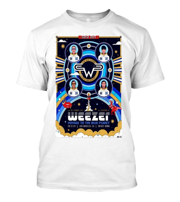 Weezer The Flaming Lips Dinosaur JR Voyage To The Blue Planet Los Angeles Oct 11 2024 Sold Out T-Shirt