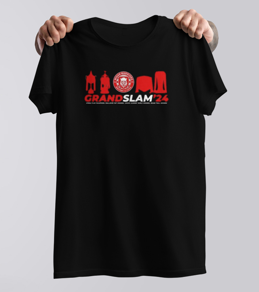 Wigan Warriors Rugby League Grand Slam 2024 Icons Challenge Cup League Leaders Shield Super League Champions T-Shirt