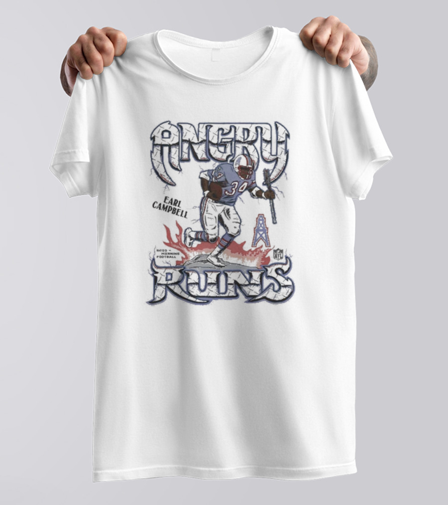 Angry Runs Earl Campbell Houston Oilers NFL Football T-Shirt