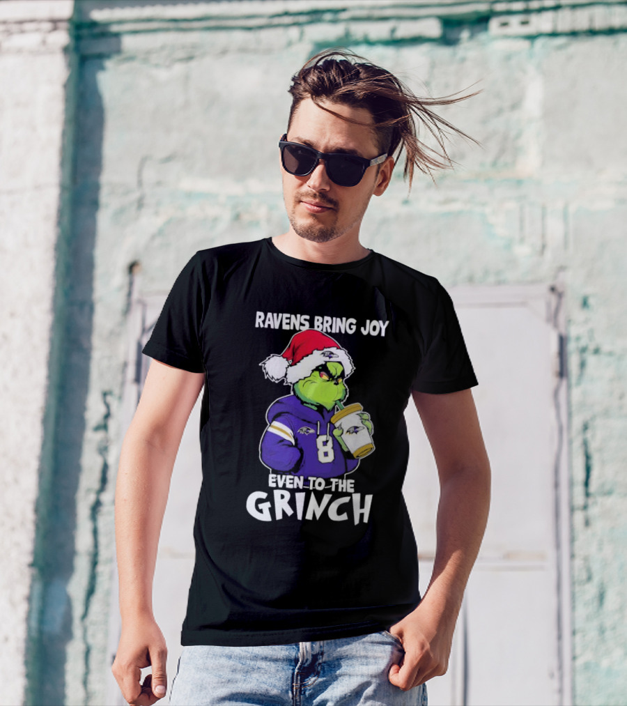 Ravens Bring Joy Even To The Grinch Christmas T-Shirt