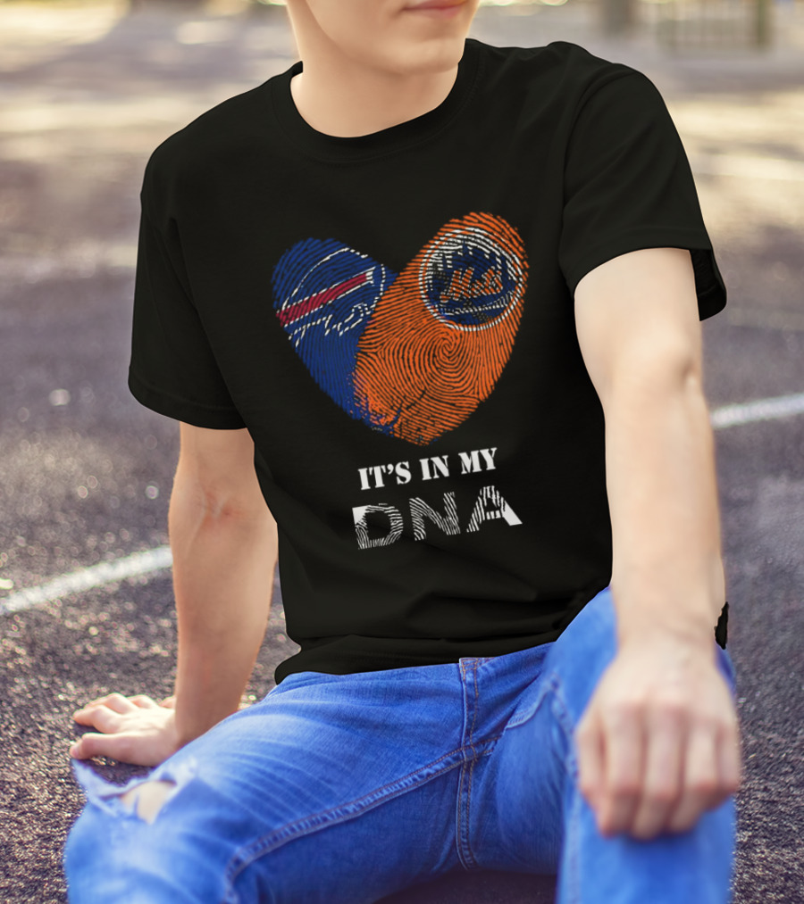Buffalo Bills New York Mets It's In My DNA Heart T-Shirt