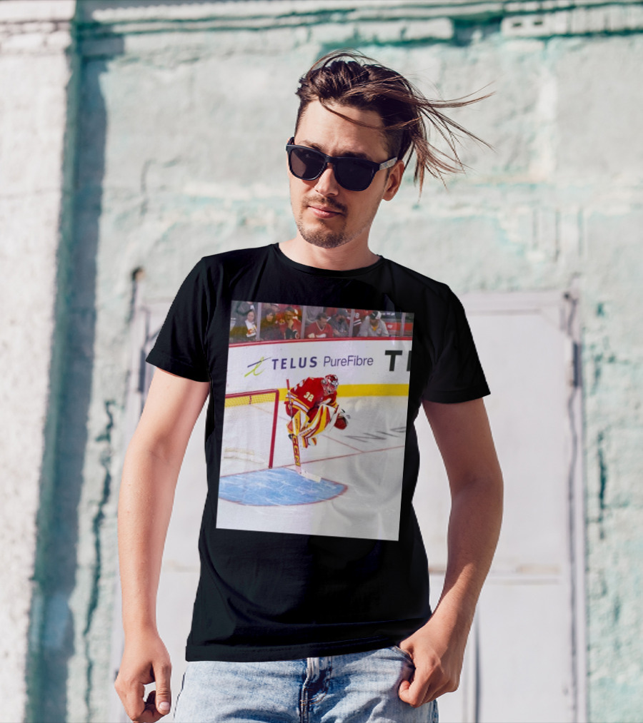 Calgary Flames Wolfie Content NHL Hockey Goalie Action T-Shirt
