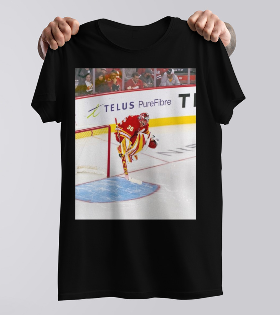 Calgary Flames Wolfie Content NHL Hockey Goalie Action T-Shirt