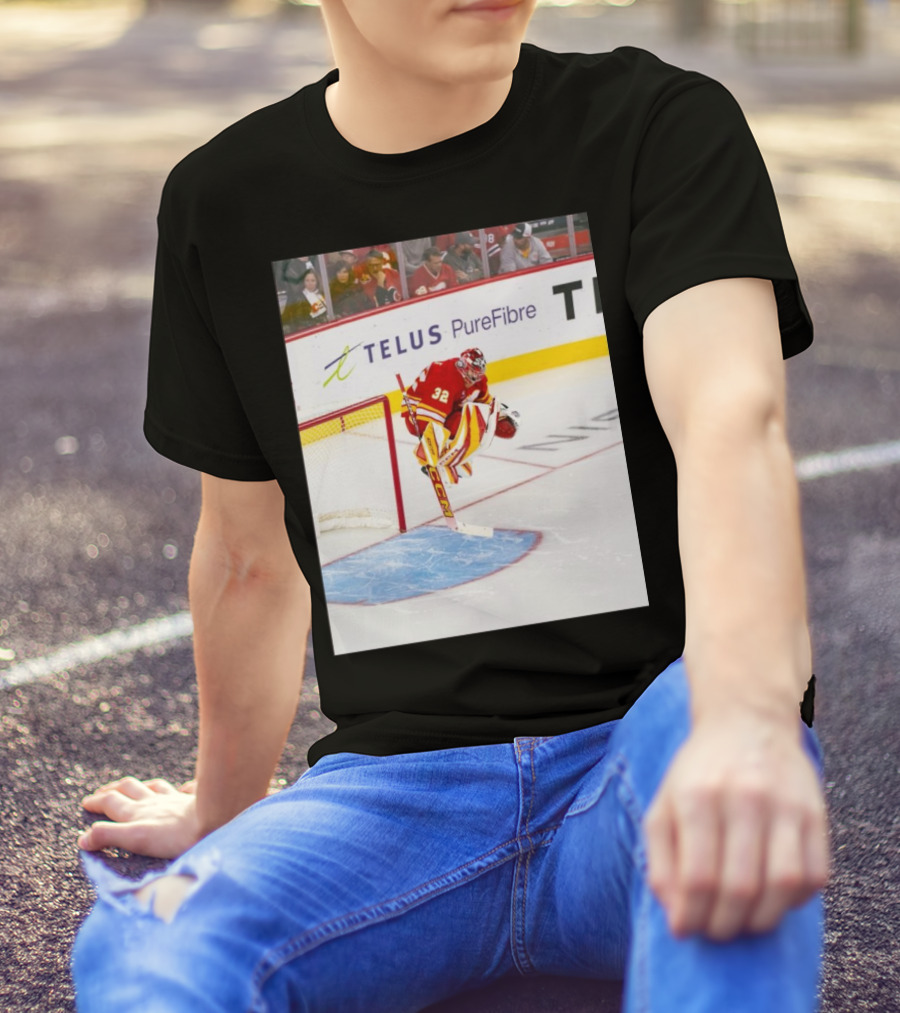 Calgary Flames Wolfie Content NHL Hockey Goalie Action T-Shirt