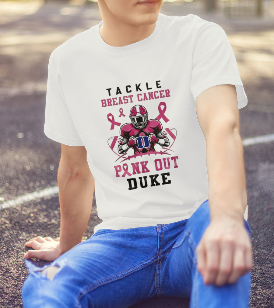 Duke Blue Devils Tackle Breast Cancer Pink Out 2024 Football Awareness T-Shirt