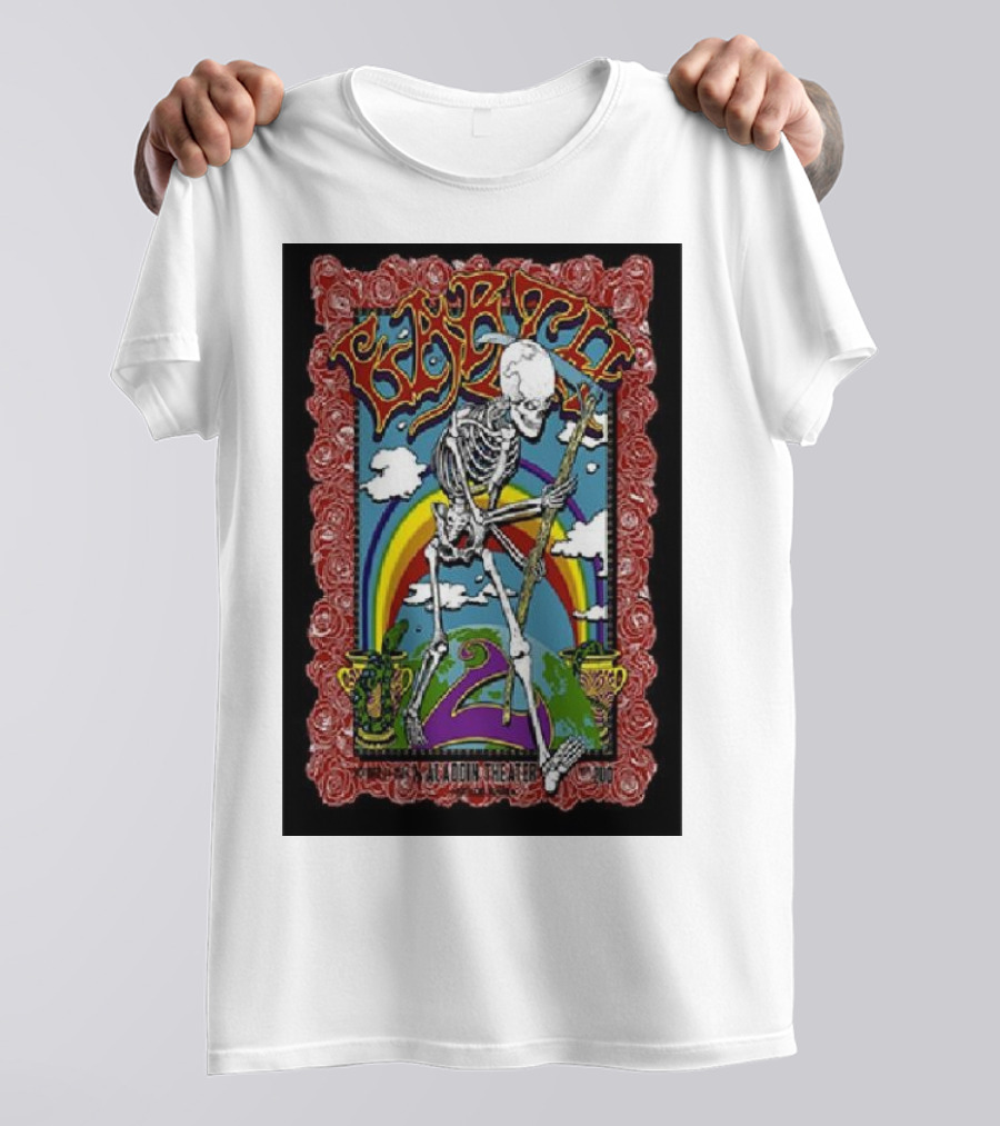 Earth Skeleton Rainbow Roses Aladdin Theater Portland OR October 24 T-Shirt