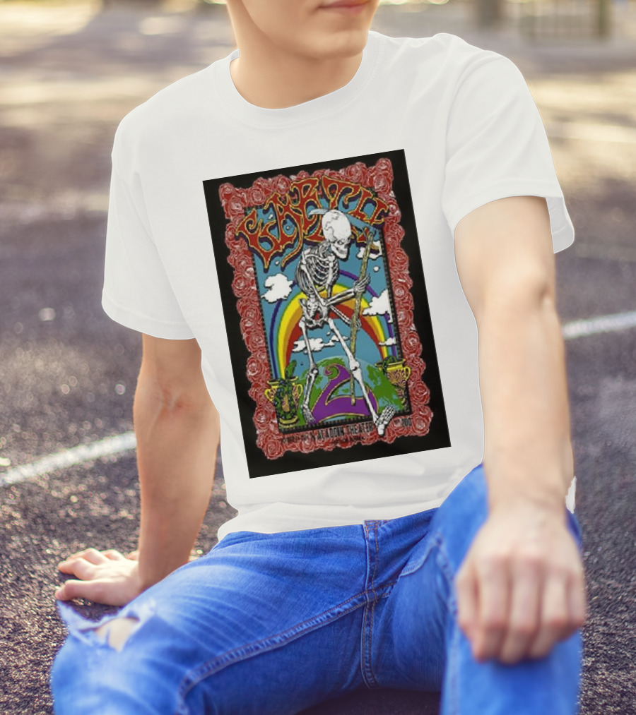 Earth Skeleton Rainbow Roses Aladdin Theater Portland OR October 24 T-Shirt