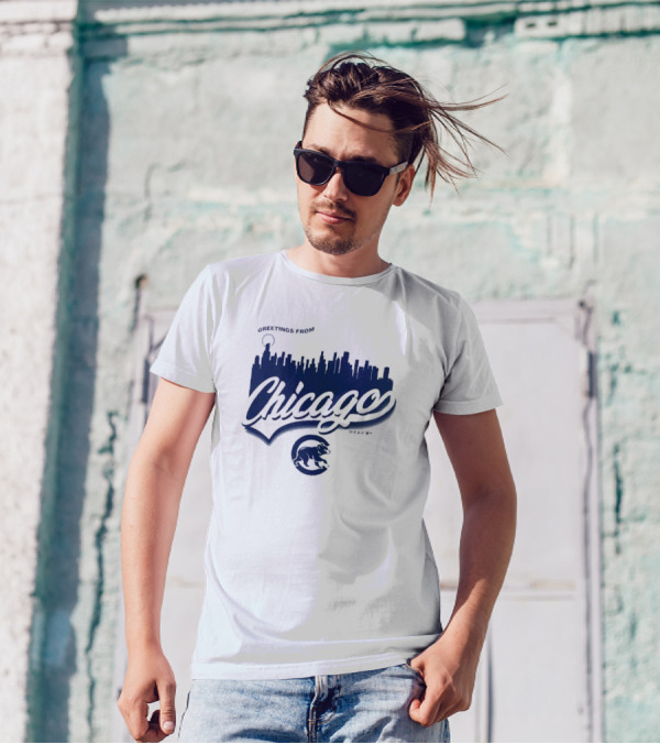 Greetings From Chicago Cubs Skyline T-Shirt