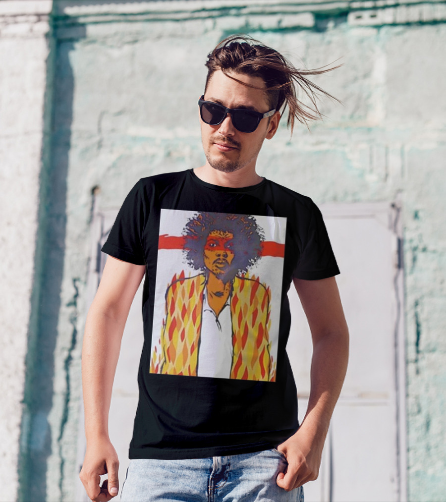 Jimi Hendrix Voodoo Jermaine Rogers Poster Flames T-Shirt