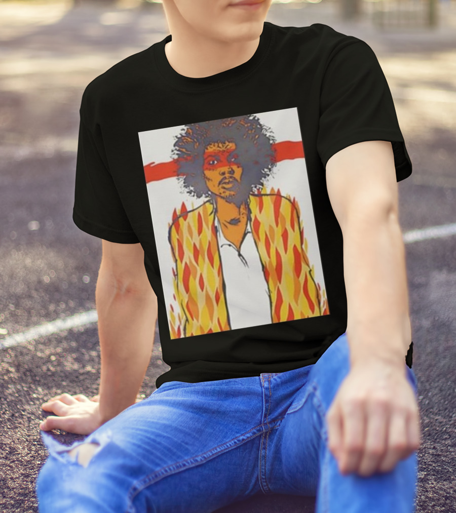 Jimi Hendrix Voodoo Jermaine Rogers Poster Flames T-Shirt