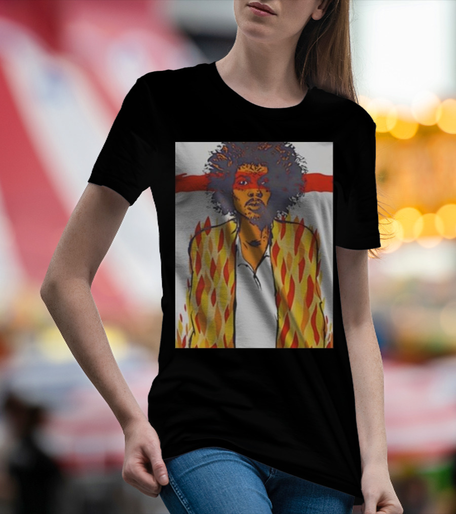 Jimi Hendrix Voodoo Jermaine Rogers Poster Flames T-Shirt
