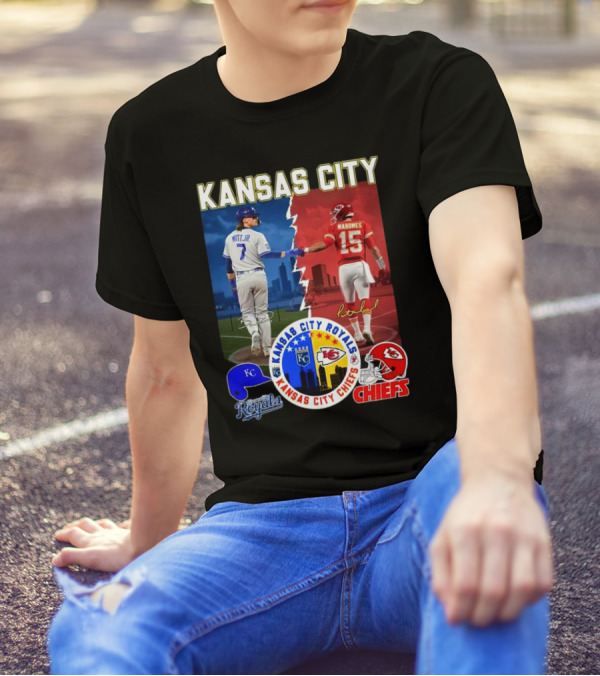 Kansas City Royals Robert Witt Jr. Chiefs Patrick Mahomes Signatures Royals Chiefs T-Shirt