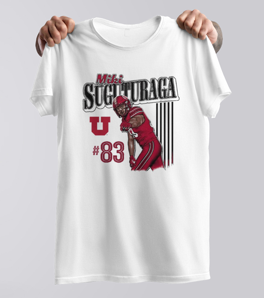 Miki Suguturaga Utah Utes Football #83 Cartoon Player T-Shirt