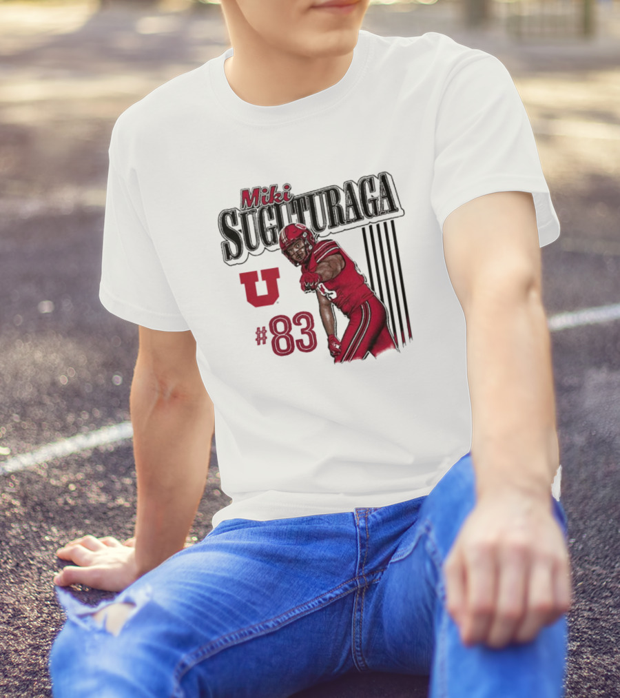 Miki Suguturaga Utah Utes Football #83 Cartoon Player T-Shirt