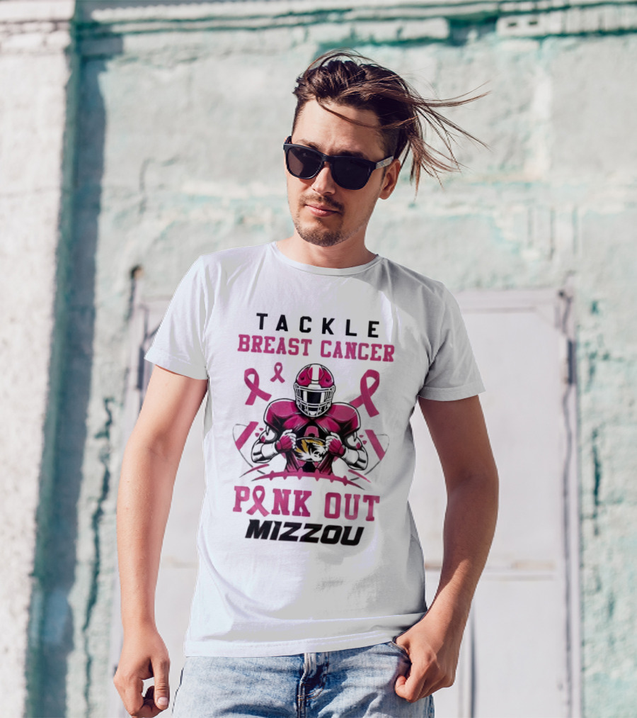 Tackle Breast Cancer Pink Out Mizzou 2024 Missouri Tigers T-Shirt