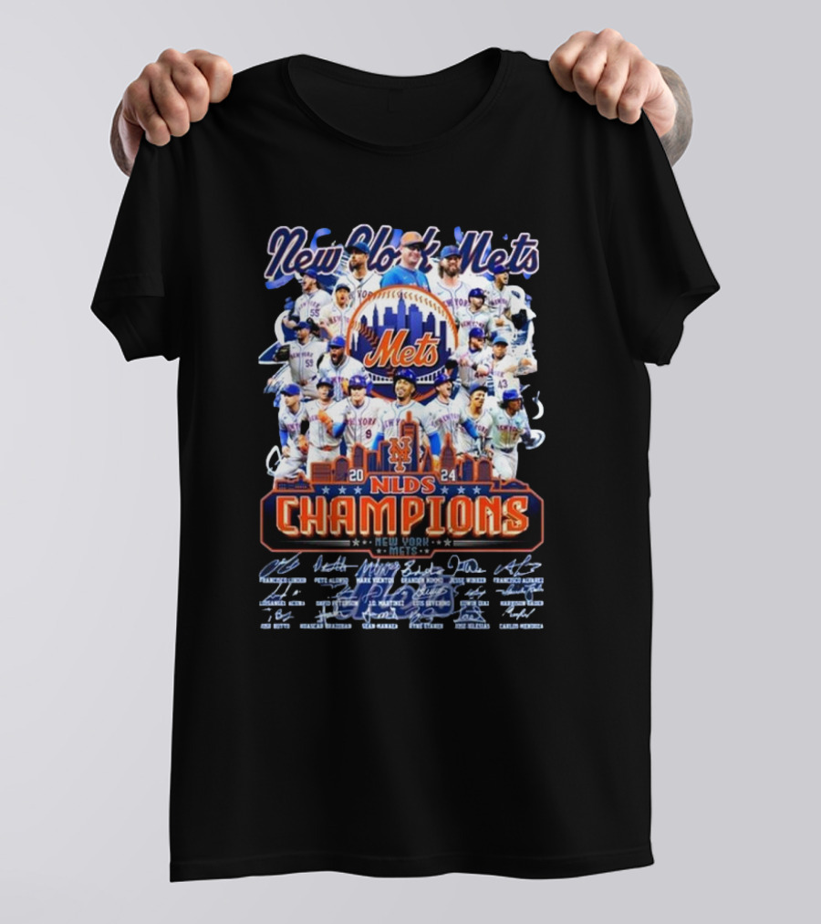 New York Mets 2024 NLDS Champions Team Signatures T-Shirt