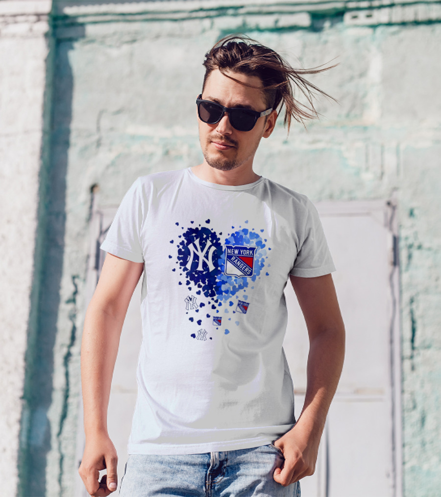 New York Yankees Rangers Heart T-Shirt
