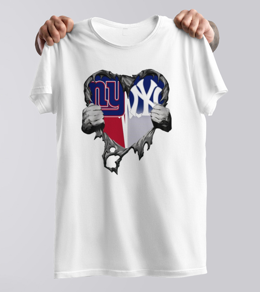 Nside Me New York Giants NY Giants New York Yankees 2024 Heart T-Shirt