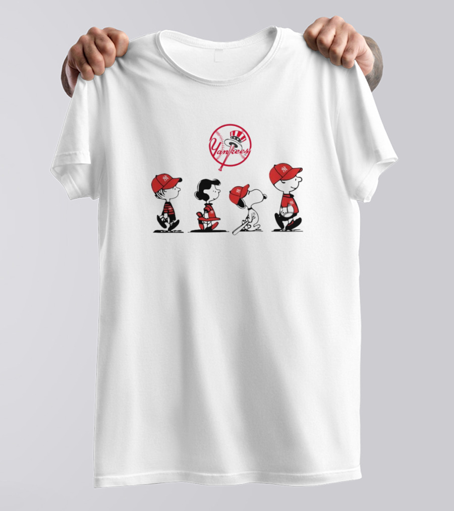 Peanuts Characters Yankees Baseball T-Shirt