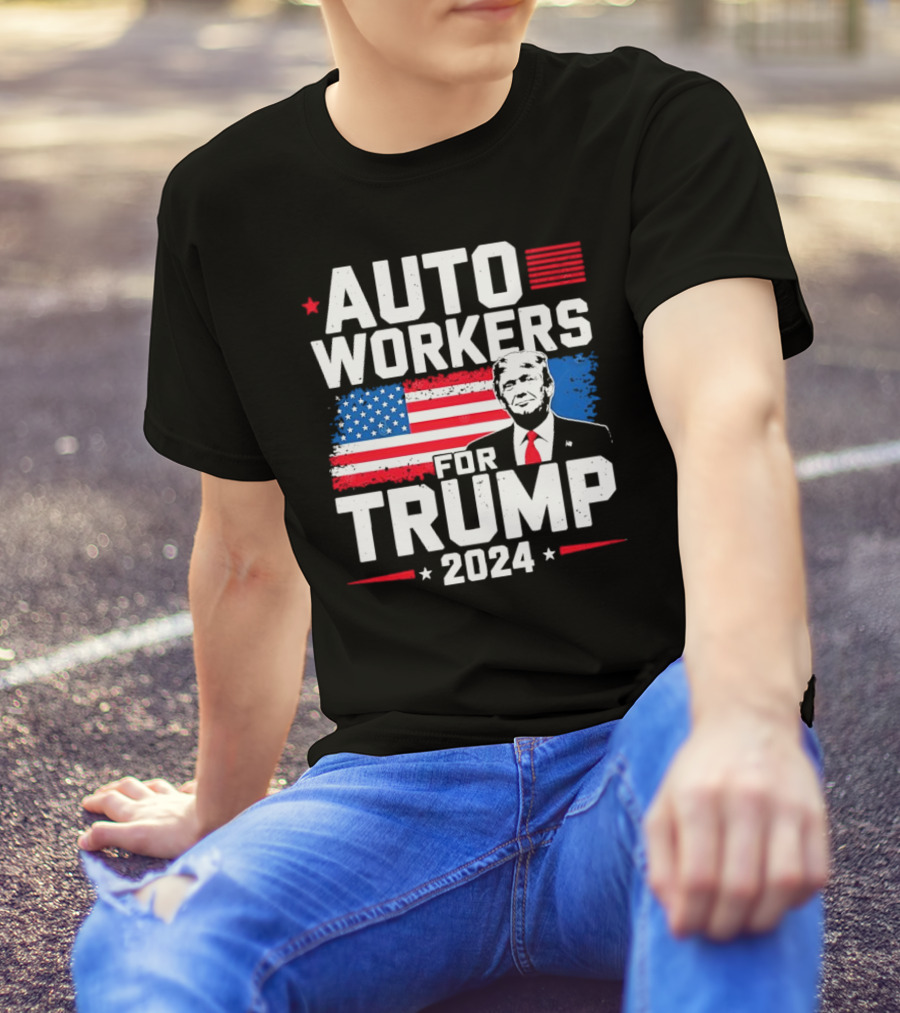 AUTO WORKERS FOR TRUMP 2024 USA FLAG T-Shirt