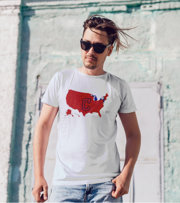 Map Showing Cleveland Guardians Dominance Over New York Yankees In ALCS Fan Support Across America T-Shirt