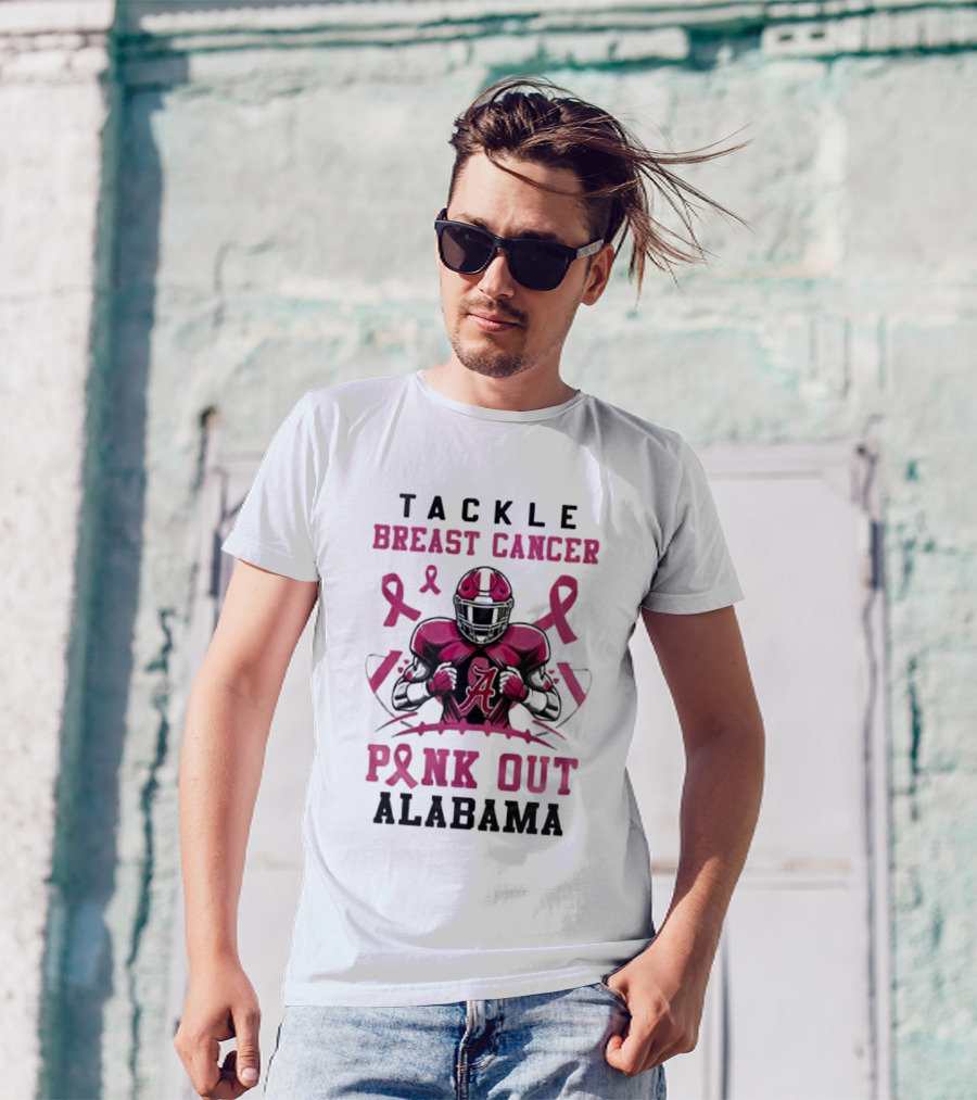 Tackle Breast Cancer Pink Out Alabama T-Shirt