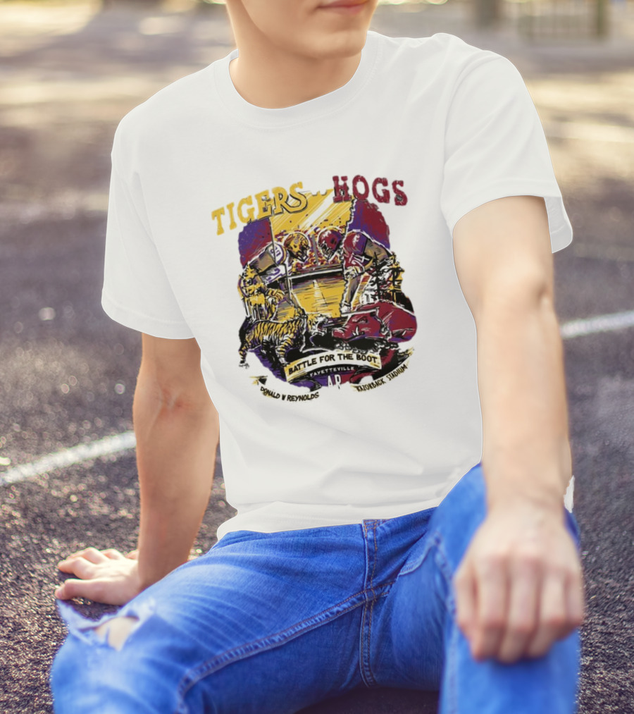 Tigers Vs. Hogs Battle For The Boot Fayetteville Donald W Reynolds Razorback Stadium T-Shirt